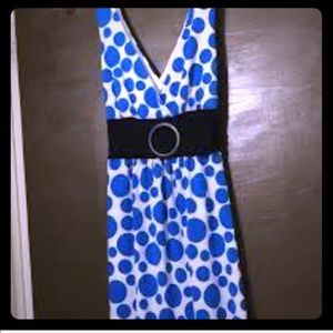 Spring time blue and white polka dot dress